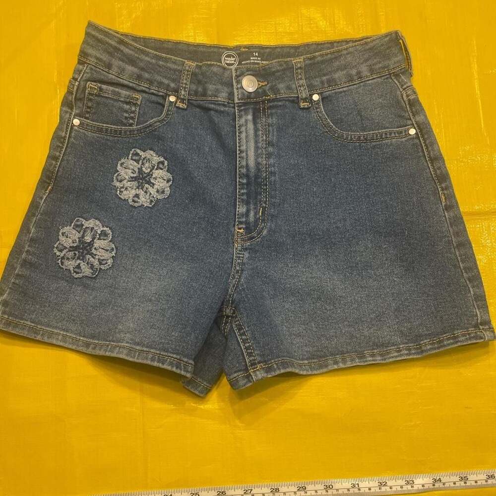 Wonder Nation Girls Embroidered Denim Shorts